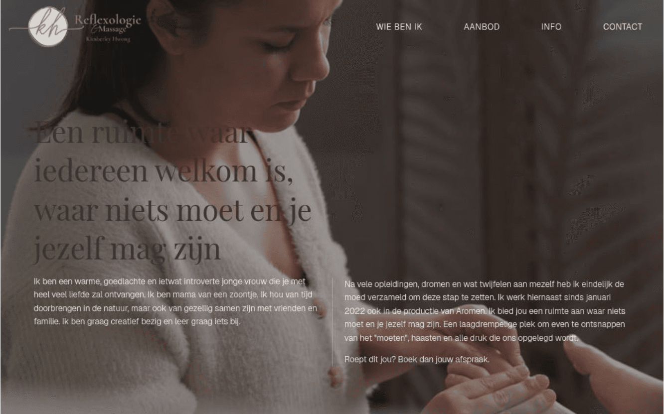 High-end webdesign KH-Reflexologie door Webamo Brugge